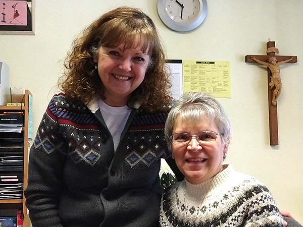 Debbie Stellrecht (from left), office manager, and Alice Dziulko, office assistant.